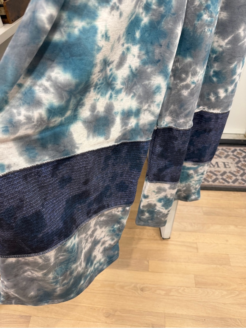 Yak & Yeti tie -Dye Patchwork Maxi Overalls in Teal and Navy - Picture 5 of 5